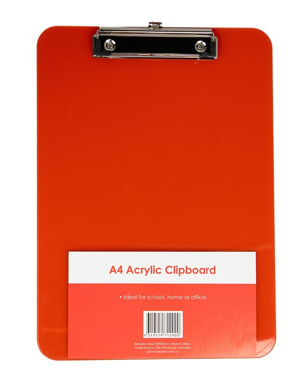 CLIPBOARD GNS A4 ACRYLIC RED