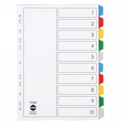 DIVIDERS MARBIG A4 PP 10 TAB MULTI COLOUR
