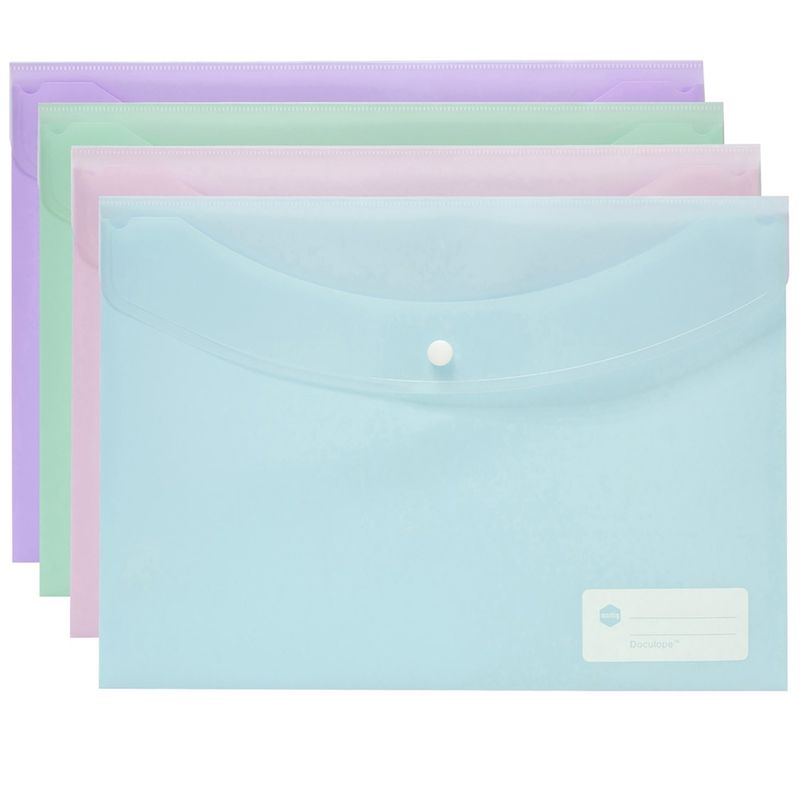 DOCUMENT WALLET MARBIG A4 DOCULOPE PASTEL COLOURS ASST