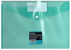 DOCUMENT WALLET PROTEXT A4 PP BUTTON CLOSURE GREEN