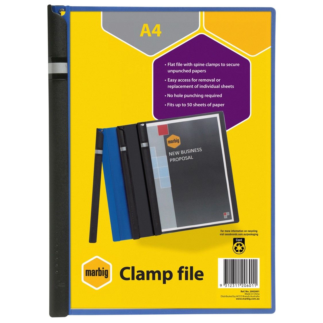 CLAMP FILE MARBIG A4 BLUE