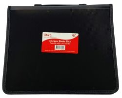 BINDER STAT A4 2R ZIPPER W/HANDLE BLACK