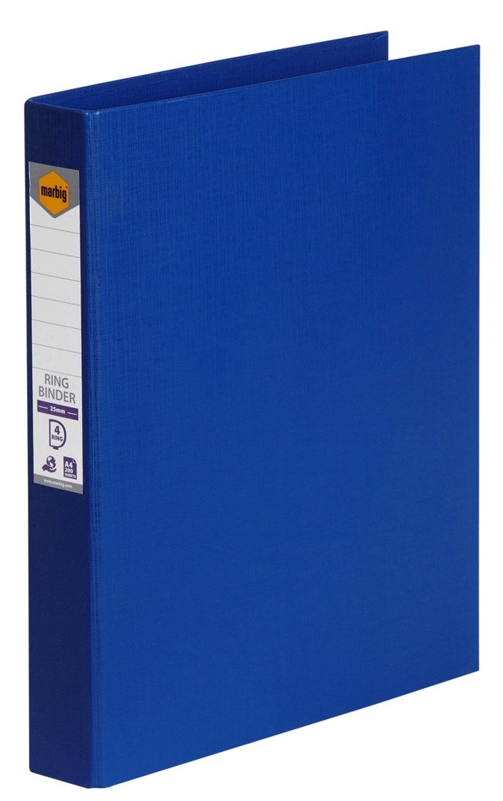 BINDER MARBIG A4 PE 4 D-RING 25MM BLUE