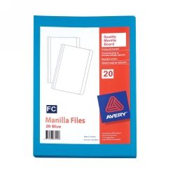 MANILLA FOLDER AVERY F/C BLUE PK20