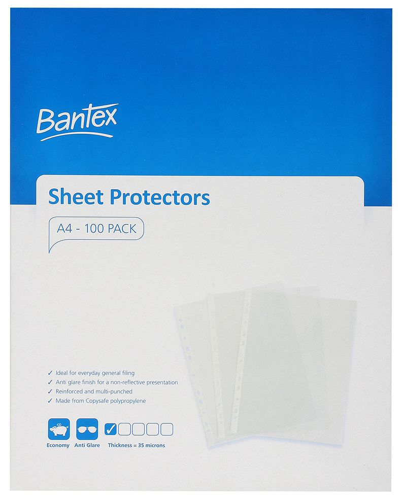 SHEET PROTECTORS BANTEX A4 COPYSAFE BX100