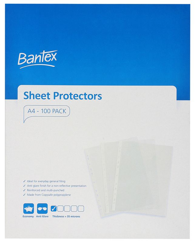 SHEET PROTECTORS BANTEX A4 COPYSAFE BX100