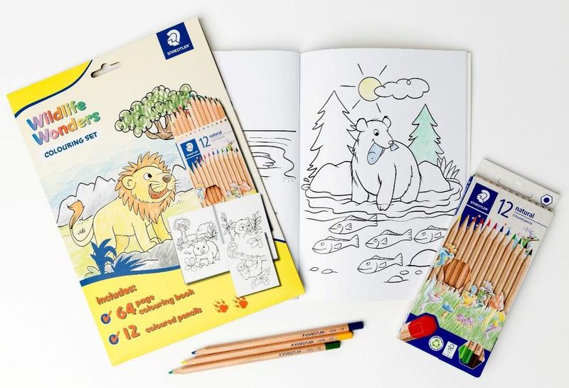 COLOURING BOOK STAEDTLER 64P INCL PK12 COL PENCILS WILDLIFE WONDERS
