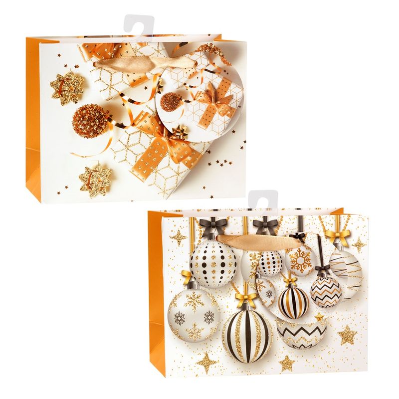 GIFT BAG XMAS 140X110X65MM FOIL HORIZONTAL SMALL 2 ASST