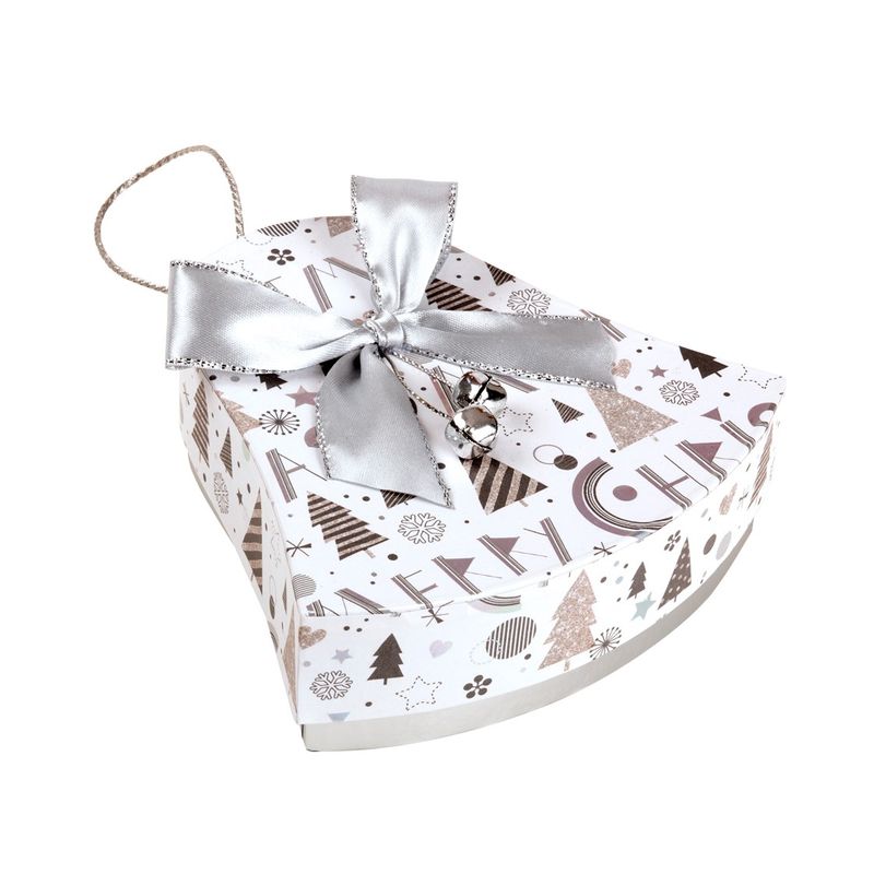 GIFT BOX XMAS 135X135X54MM BELL SHAPE WITH GOLD FOIL & BOW