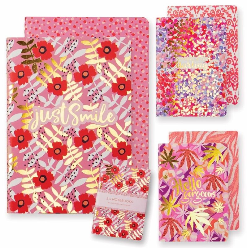 GIFT NOTEBOOK SUDA A6 SOFT COVER SET OF 2  80PG - 3 ASST DESIGNS