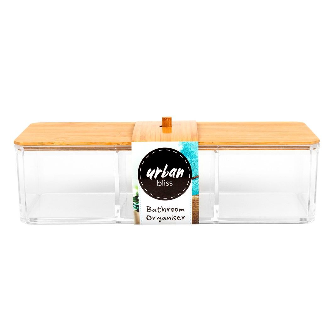 GIFT URBAN BLISS 23X9X6CM BAMBOO LID STORAGE ORGANISER