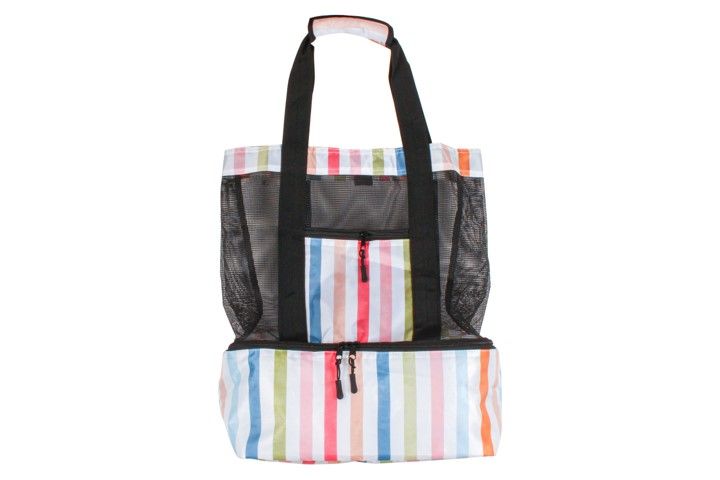 BEACH COOLER GOODVIBES 46X42X19CM WITH MESH BAG PASTEL STRIPE
