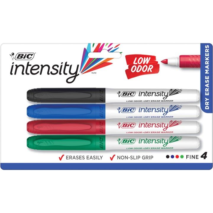 MARKER WHITEBOARD BIC INTENSITY LOW ODOUR NON TOX GRIP BP4