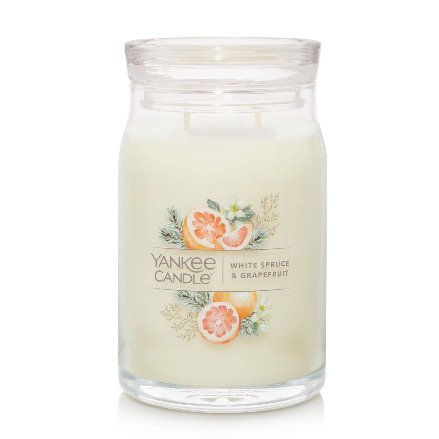 CANDLE YANKEE SIGNATURE LARGE JAR WHITE SPRUCE & GRAPEFRUIT
