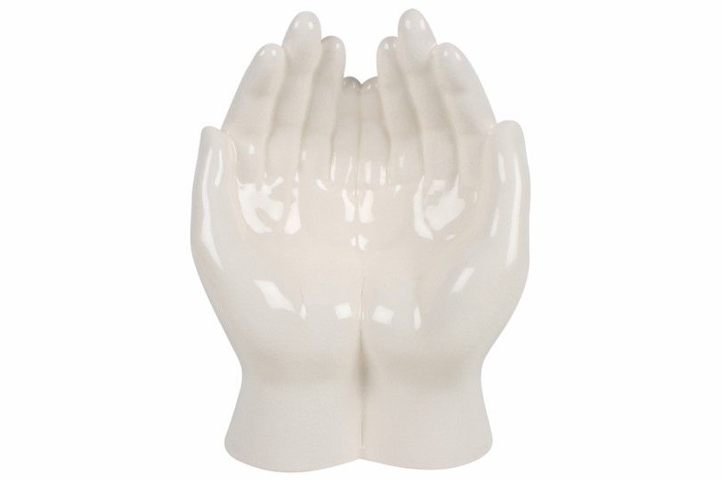 GIFT GNS HAMPTON HAVEN OPEN HANDS PORCELAIN STAND WHITE 21X15X9CM