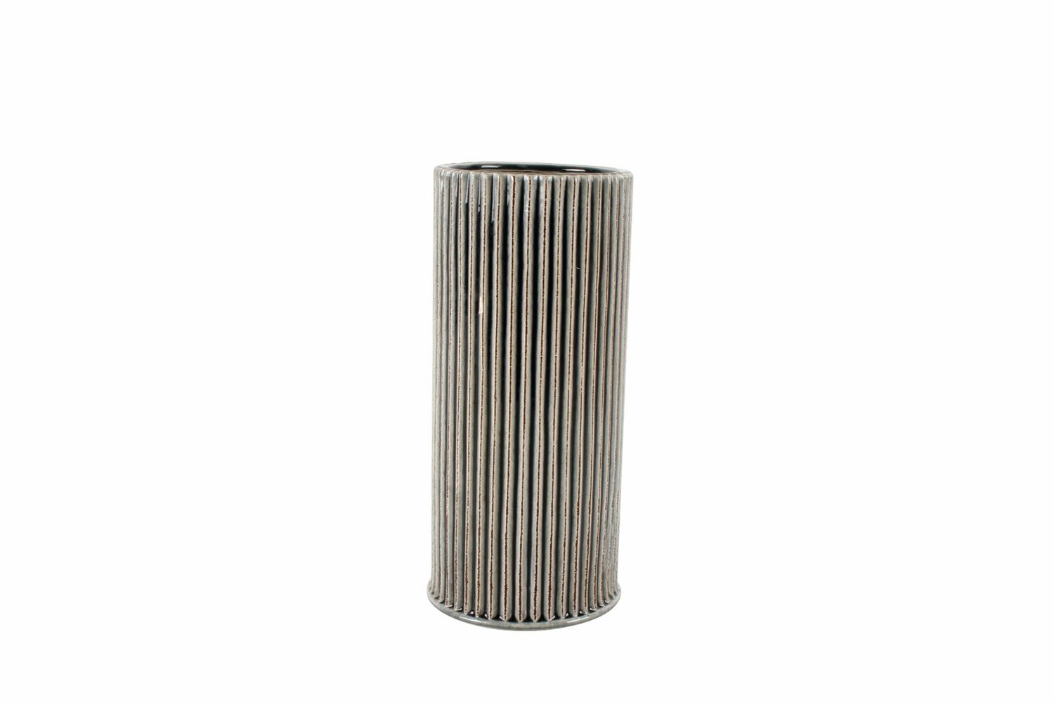 GIFT GNS VINTAGE JUNGLE ALCIE RIBBED CERAMIC VASE 26X12X12CM