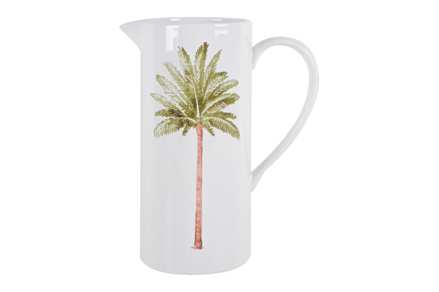 GIFT GNS VINTAGE JUNGLE ST BARTS GREEN PALM DOLOMITE JUG 28X19X13CM