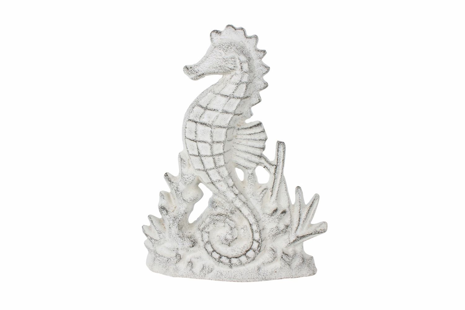GIFT GNS HAMPTON HALYN CAST IRON SEAHORSE DOOR STOP WHITE 22X19X14CM