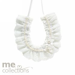 WEDDING CHARM ME HORSESHOE LACE W/FLOWER & DIAMANTE IVORY