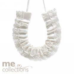 WEDDING CHARM ME HORSESHOE SATIN W/LACE EDGE IVORY