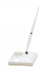 WEDDING SIGNATURE PEN ME WITH DIAMANTE HEART IVORY