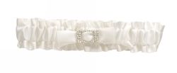 WEDDING GARTER ME DIAMANTE BROOCH & BOW IVORY