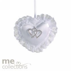 WEDDING CHARM ME PADDED HEART W/DIAMANTE CHARM WHITE