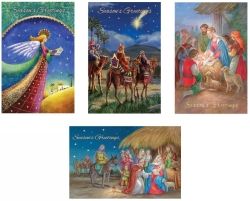 XMAS CARDS 115X177MM TEXTURED FOIL RELIGIOUS BX10