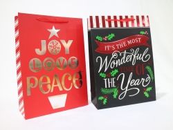 GIFT BAG XMAS FOIL GREETINGS LARGE 2 ASST