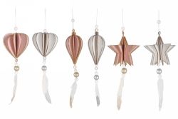 DECORATION XMAS CONSATINA TREE WITH FEATHERS 3 ASST