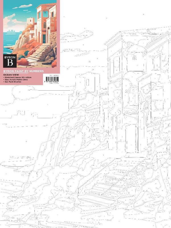 PAINT BY NUMBERS JASCO 30X40CM CANVAS INCL PAINTS & BRUSHES OCEAN VIEW