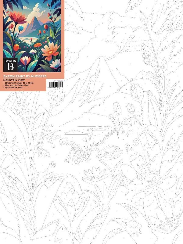 PAINT BY NUMBERS JASCO 30X40CM CANVAS INCL PAINTS & BRUSHES MOUNTAIN VIEW