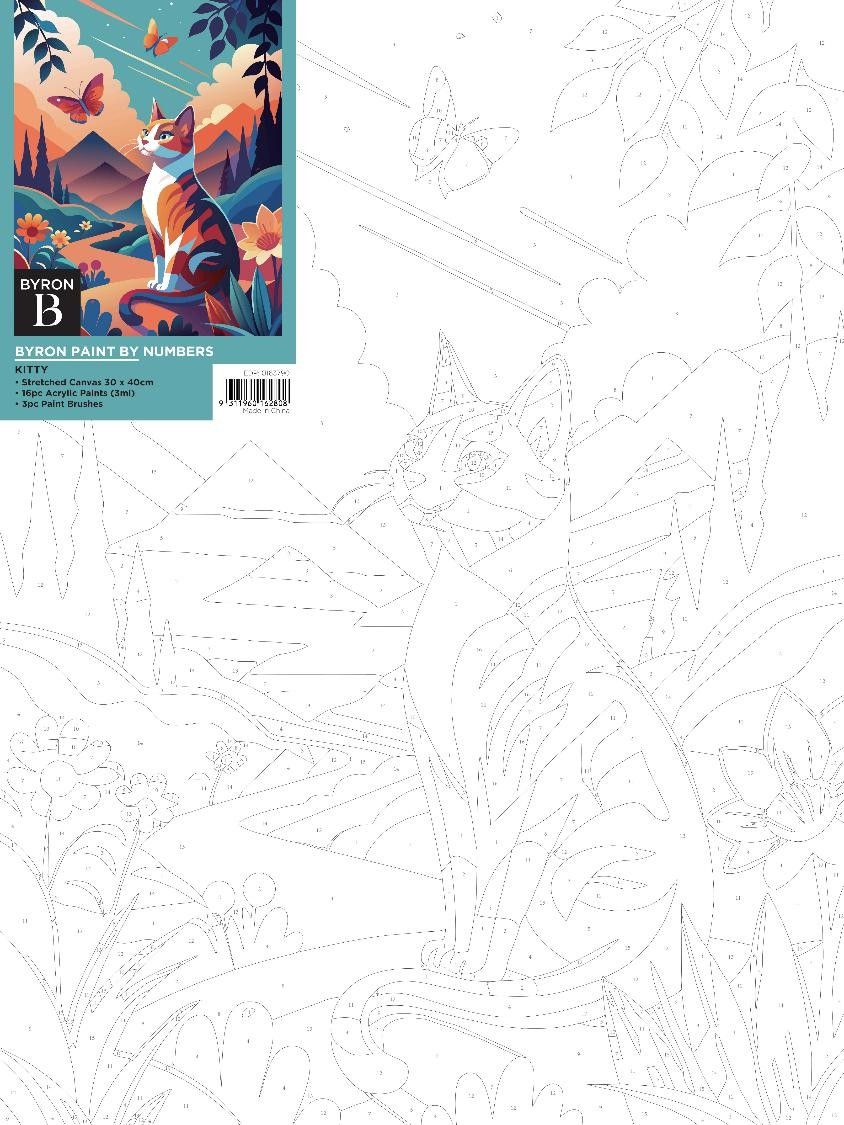 PAINT BY NUMBERS JASCO 30X40CM CANVAS INCL PAINTS & BRUSHES KITTY