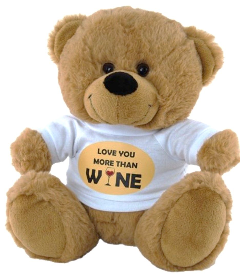 SOFT TOY ELKA 23CM BEAR LOVE YOU MORE THAN WINE TSHIRT