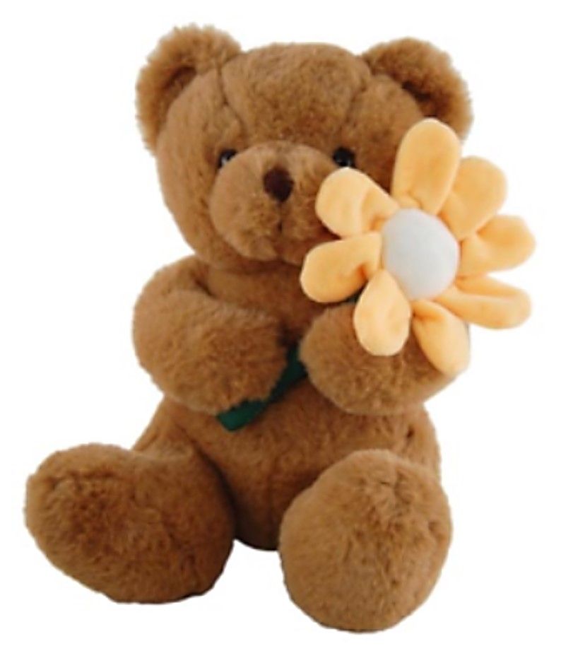 SOFT TOY ELKA 25CM BEAR WITH YELLOW FLOWER