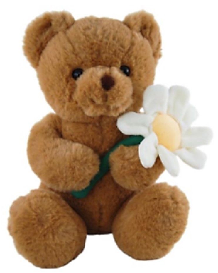 SOFT TOY ELKA 25CM BEAR WITH WHITE FLOWER