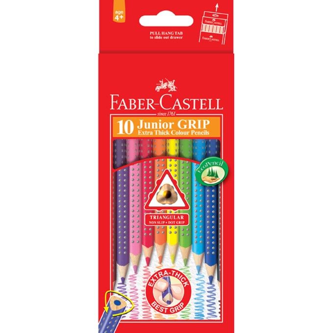 PENCIL COLOURED FABER-CASTELL JUNIOR GRIP TRIANGULAR EXTRA THICK PK10