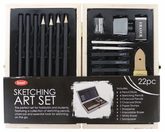 ART SET JASCO SKETCHING WOODEN SET 22