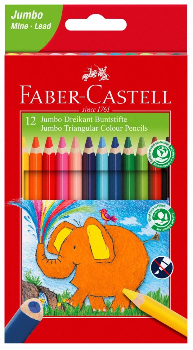 COLOUR PENCIL FABER CASTELL JUMBO TRIANGULAR PK12