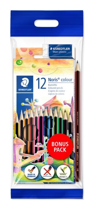 PENCIL COLOURED STAEDTLER NORIS 100% PEFC BONUS PACK ASST PK12+2