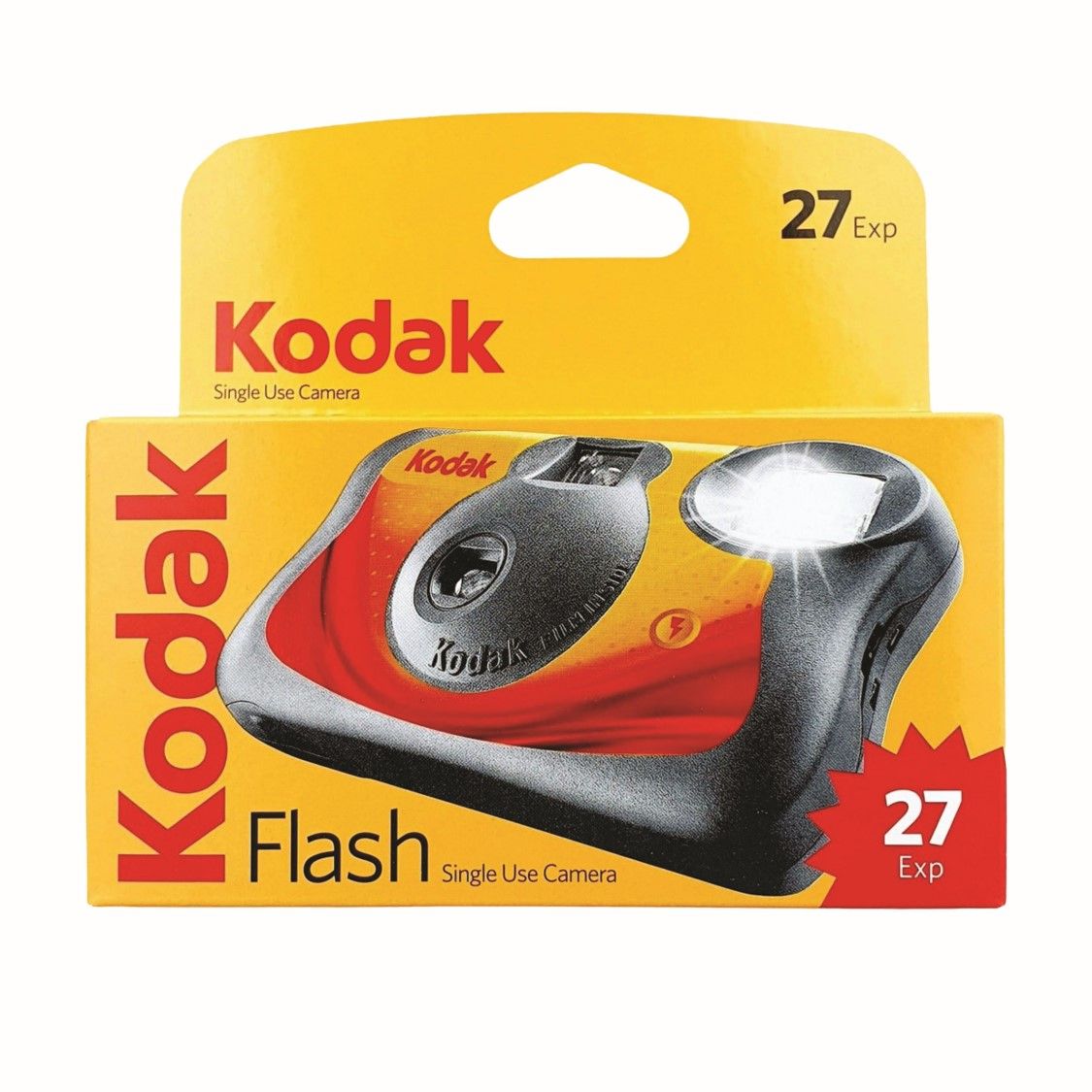 CAMERA KODAK ONE TIME USE FLASH 27 EXPOSURES YELLOW/RED