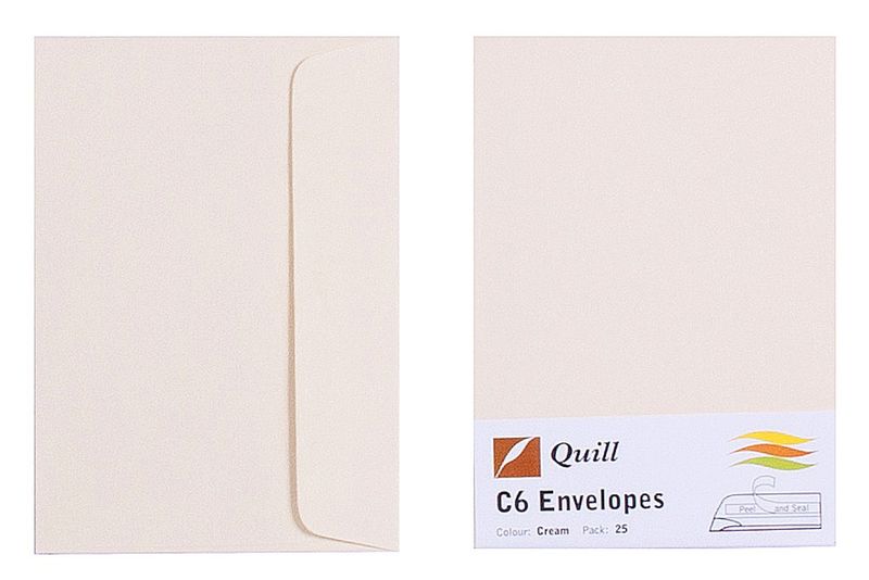 ENVELOPE QUILL C6 80GSM CREAM PK25