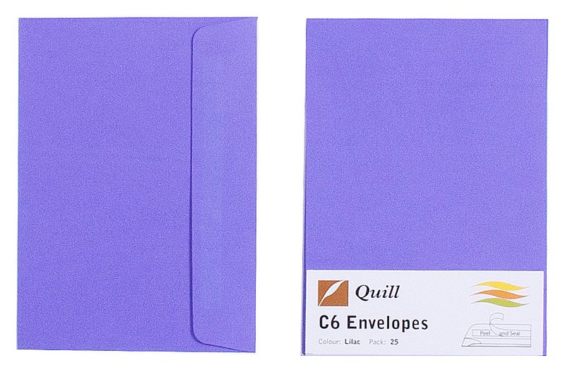 ENVELOPE QUILL C6 80GSM LILAC PK25
