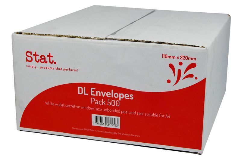 ENVELOPE STAT DL W/FACE PEEL/SEAL U/B BX500