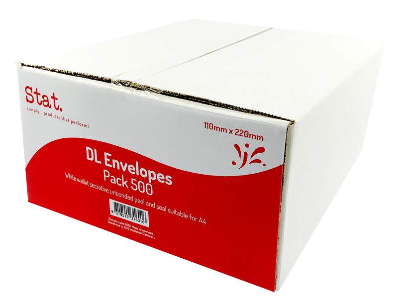 ENVELOPE STAT DL PEEL/SEAL U/B BX500