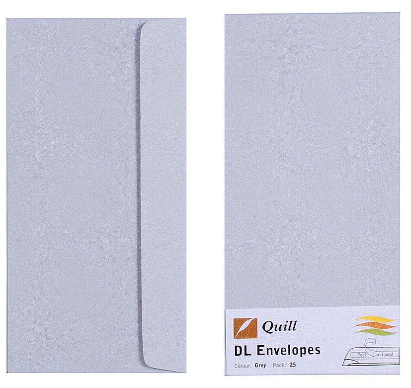 ENVELOPE QUILL DL 80GSM GREY PK25