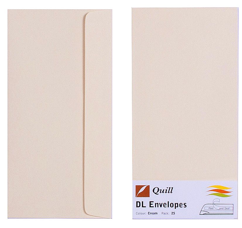 ENVELOPE QUILL DL 80GSM CREAM PK25
