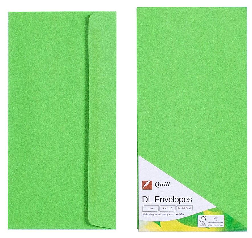 ENVELOPE QUILL DL 80GSM LIME PK25