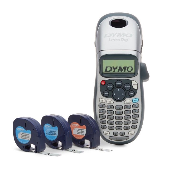 LABEL MAKER DYMO LETRATAG 100H HANDHELD LABELLER WITH 3 TAPES -  SILVER