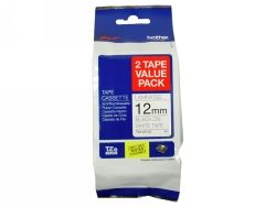 BROTHER TAPE 12MM BLACK/WHITE TWIN PACK TZ TAPE